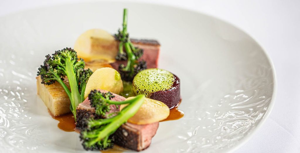 Plated meal at Brockencote Hall