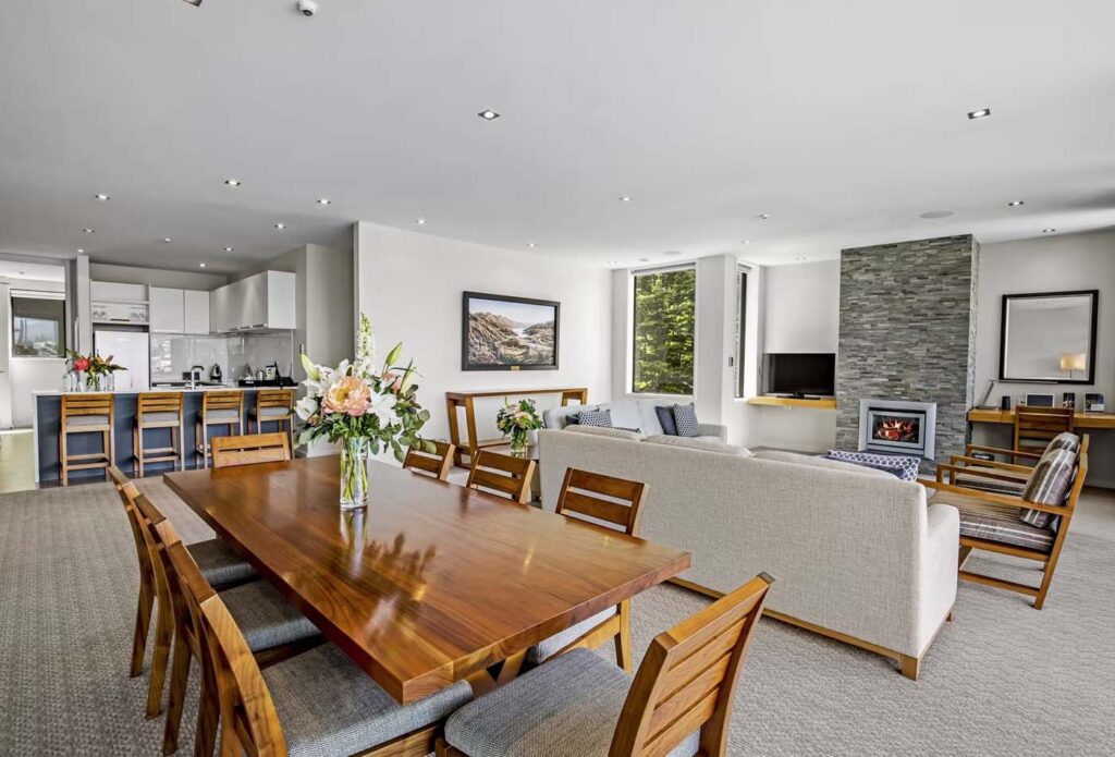 Apartment living area at the Rees Hotel, New Zealand