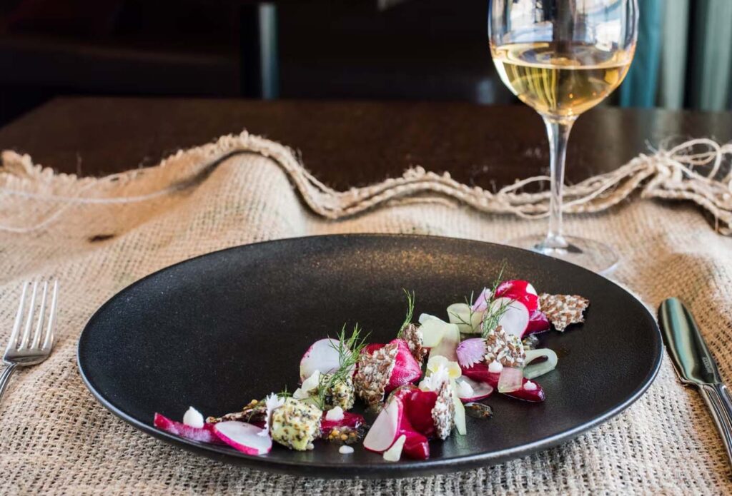 Plated salad at the Rees Hotel